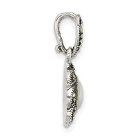 Sterling Silver Antiqued Marcasite and MOP Oval Fancy Pendant