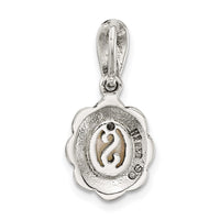 Sterling Silver Antiqued Marcasite and MOP Oval Fancy Pendant