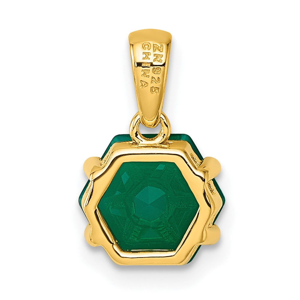 Sterling Silver Gold-tone Green Chalcedony Pendant
