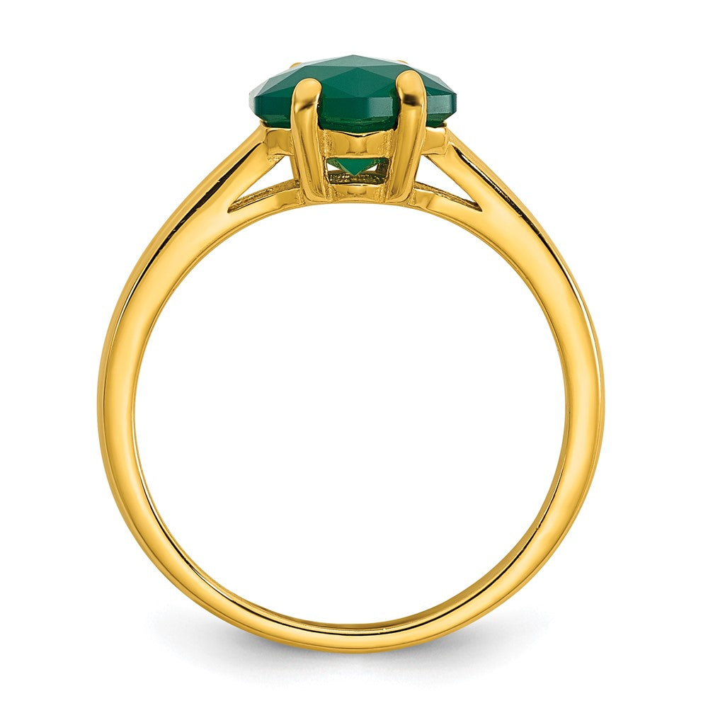 Sterling Silver Gold-tone Green Chalcedony Ring