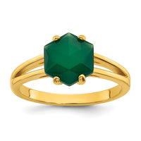 Sterling Silver Gold-tone Green Chalcedony Ring