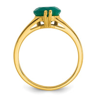 Sterling Silver Gold-tone Green Chalcedony Heart Ring