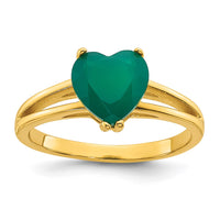 Sterling Silver Gold-tone Green Chalcedony Heart Ring