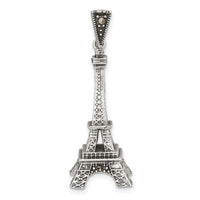Sterling Silver Antiqued Marcasite 3-D Eiffel Tower Pendant
