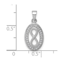 Sterling Silver Rhodium-plated Polished and Satin CZ Infinity Pendant