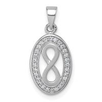 Sterling Silver Rhodium-plated Polished and Satin CZ Infinity Pendant