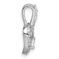 Sterling Silver Rhodium-plated Polished CZ Heart Pendant