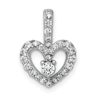 Sterling Silver Rhodium-plated Polished CZ Heart Pendant