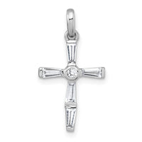 Sterling Silver Rhodium-plated Polished CZ Cross Pendant