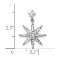 Sterling Silver Rhodium-plated Polished CZ Star Chain Slide