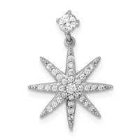 Sterling Silver Rhodium-plated Polished CZ Star Chain Slide