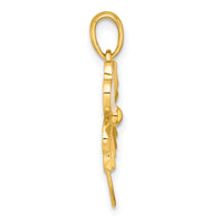 Sterling Silver Gold-tone Polished Enamel Lucky Clover Pendant