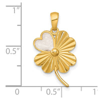 Sterling Silver Gold-tone Polished Enamel Lucky Clover Pendant