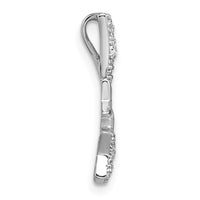 Sterling Silver RH-plated Polished CZ Shooting Stars Chain Slide Pendant