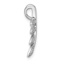 Sterling Silver Rhodium-plated Polished CZ Leaf Chain Slide Pendant