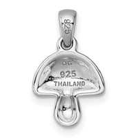 Sterling Silver Rhodium-plated Enameled Mushroom Pendant