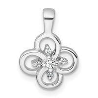 Sterling Silver Rhodium-plated Polished Fancy Flower CZ Pendant