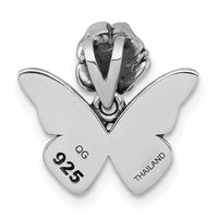 Sterling Silver Antiqued Butterfly With Flower Pendant