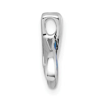Sterling Silver RH-plated Created Opal Whale Tail Chain Slide Pendant