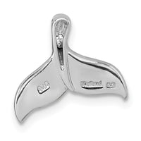 Sterling Silver RH-plated Created Opal Whale Tail Chain Slide Pendant