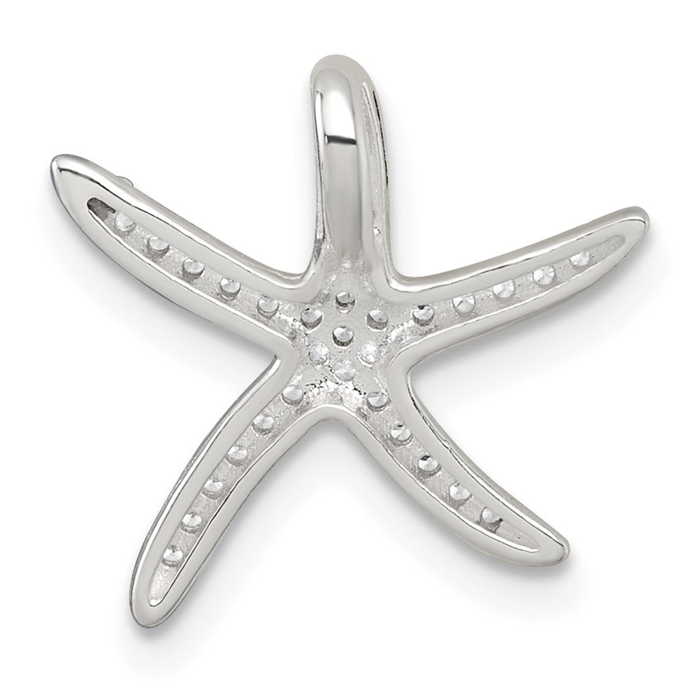 Sterling Silver Polished CZ Starfish Chain Slide Pendant