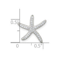 Sterling Silver Polished CZ Starfish Chain Slide Pendant