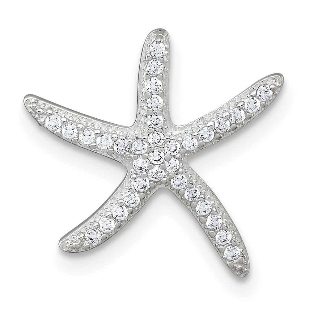 Sterling Silver Polished CZ Starfish Chain Slide Pendant