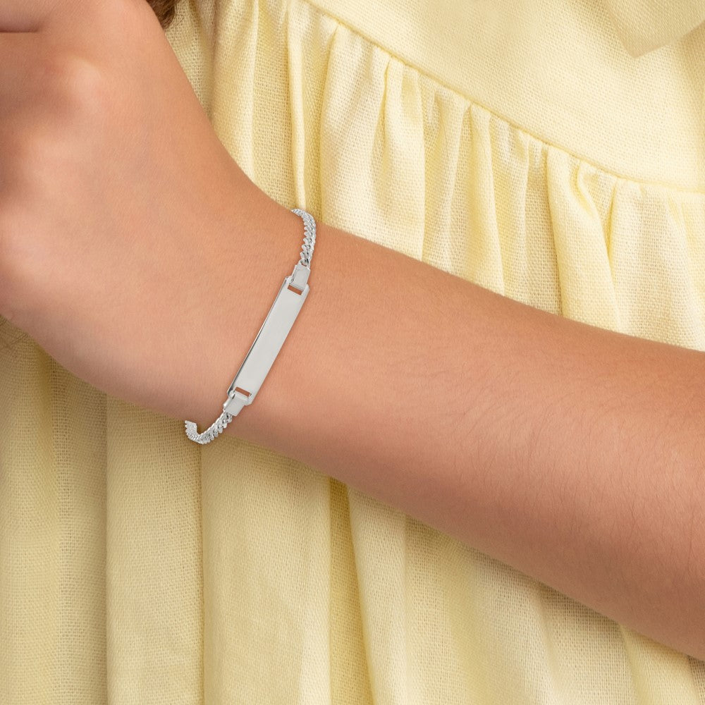 Sterling Silver Polished Curb Link Children's 6.25 Inch ID Bracelet