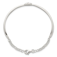 Sterling Silver Polished Heart Children's Cuff Bangle Bracelet