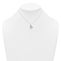 Sterling Silver Polished Enameled Unicorn 14 Inch Necklace