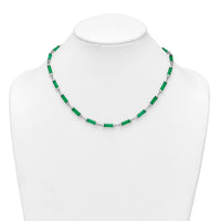 Sterling Silver RH-plated Polished Jade Bars 16.75in w/.5in Ext Necklace