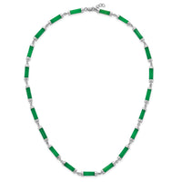 Sterling Silver RH-plated Polished Jade Bars 16.75in w/.5in Ext Necklace