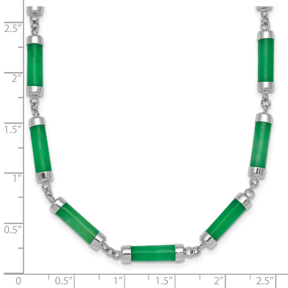 Sterling Silver RH-plated Polished Jade Bars 16.75in w/.5in Ext Necklace