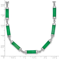 Sterling Silver RH-plated Polished Jade Bars 16.75in w/.5in Ext Necklace