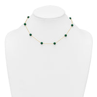 Sterling Silver Gold-Tone Polished Created Malachite 16in w/2in Ext Necklac