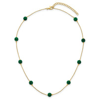 Sterling Silver Gold-Tone Polished Created Malachite 16in w/2in Ext Necklac