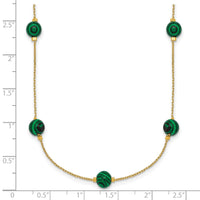 Sterling Silver Gold-Tone Polished Created Malachite 16in w/2in Ext Necklac
