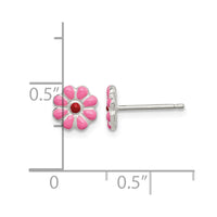 Sterling Silver Madi K Pink/Red Enamel Flower Post Earrings