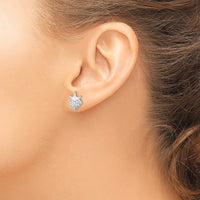 Sterling Silver Madi K RH-plated Enamel & Crystal Crown Heart Earrings
