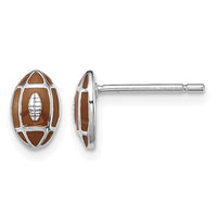 Sterling Silver Madi K RH-plated Enamel Football Post Earrings