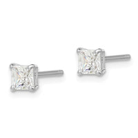 Sterling Silver Rhodium-plated Madi K 4mm Square CZ Stud Earrings