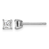 Sterling Silver Rhodium-plated Madi K 4mm Square CZ Stud Earrings