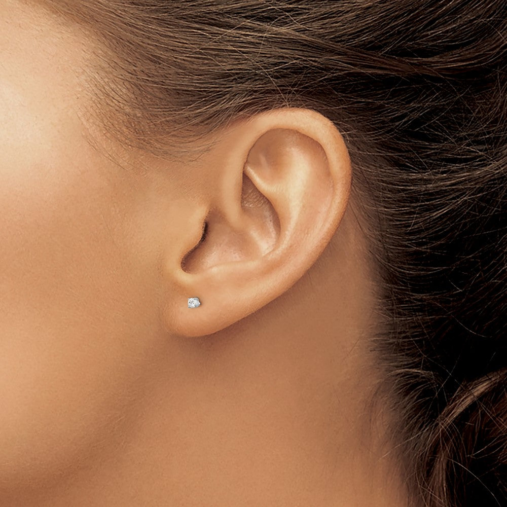 Sterling Silver Rhodium-plated Madi K 2.5mm Round CZ Stud Earrings