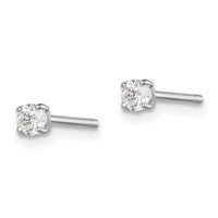 Sterling Silver Rhodium-plated Madi K 3mm Round CZ Stud Earrings