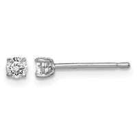 Sterling Silver Rhodium-plated Madi K 3mm Round CZ Stud Earrings