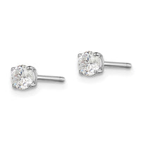 Sterling Silver Rhodium-plated Madi K 4mm Round CZ Stud Earrings