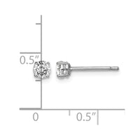 Sterling Silver Rhodium-plated Madi K 4mm Round CZ Stud Earrings