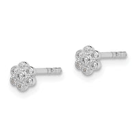 Sterling Silver Madi K RH-plated CZ Flower Petite Post Earrings