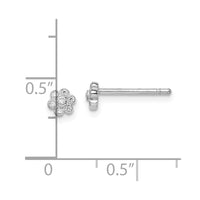 Sterling Silver Madi K RH-plated CZ Flower Petite Post Earrings