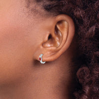 Sterling Silver Madi K RH-plated Enamel Ladybug Round Hoops